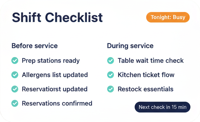 Shift Checklist mockup