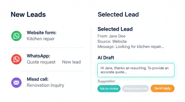 Lead inbox mockup