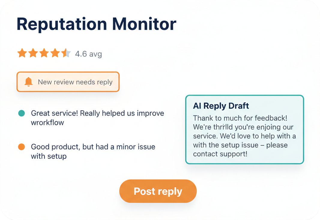 Reviews mockup